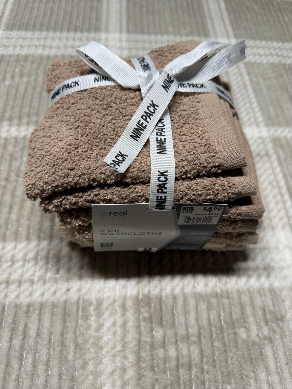 Real Living Brown Washcloths - 9-Pack